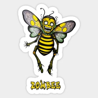 Zombee Halloween Funny Zombie and Bee Pun Sticker